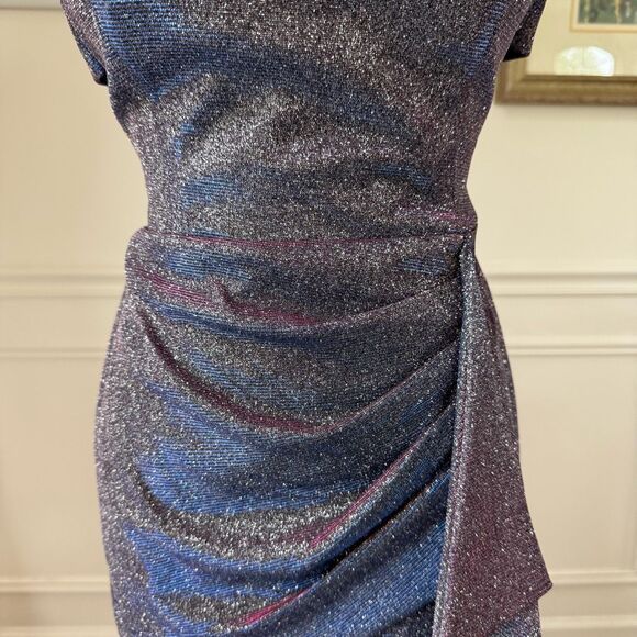 Vintage 90s Blondie Nites Caged Back Cosmic Sparkle BodyCon Cocktail HoCo Dress - Picture 3 of 10